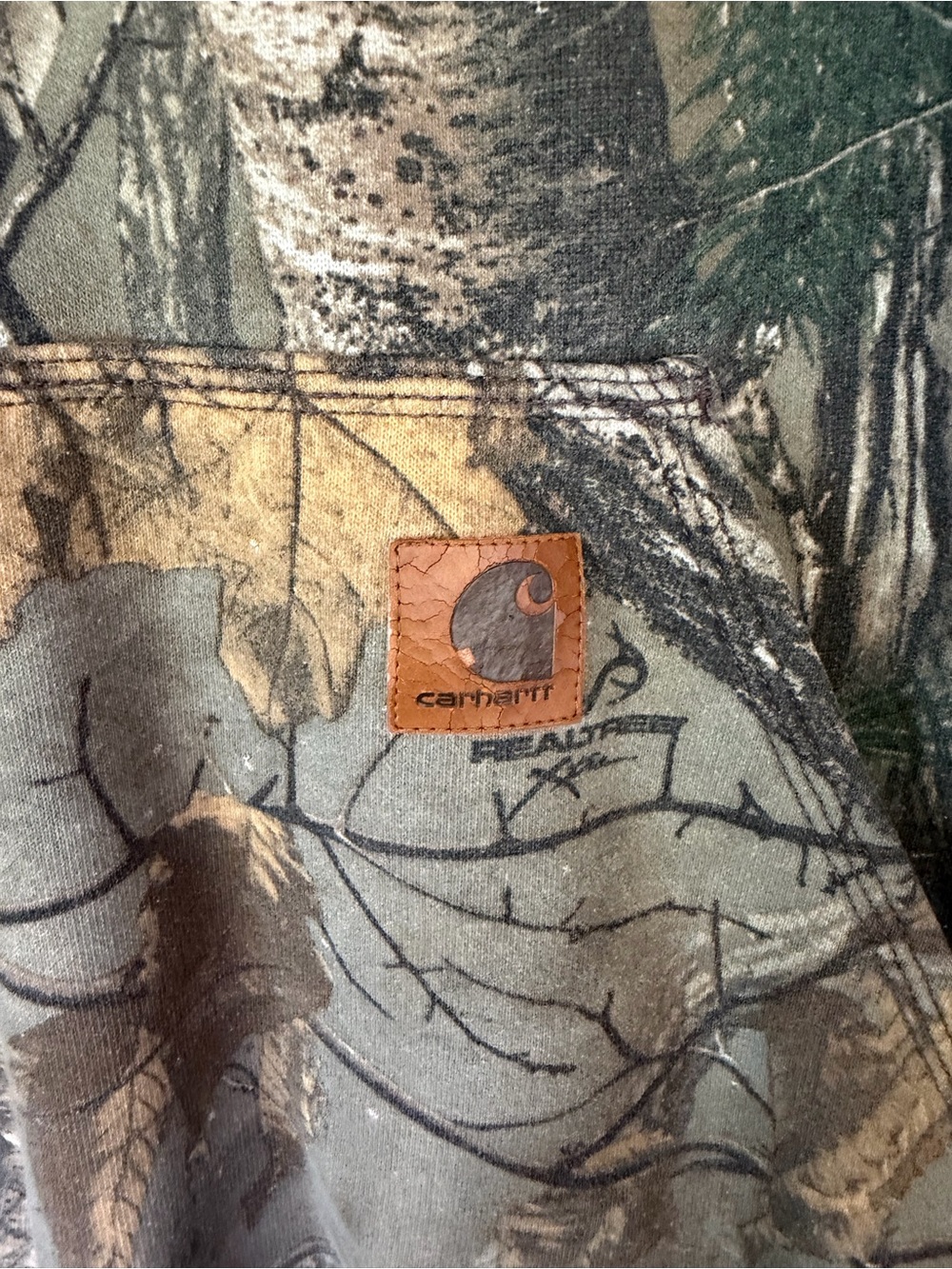 Carhartt Men's Camo Hooded Sweatshirt - Green/Brown Realtree-Style - Picture 3 of 6